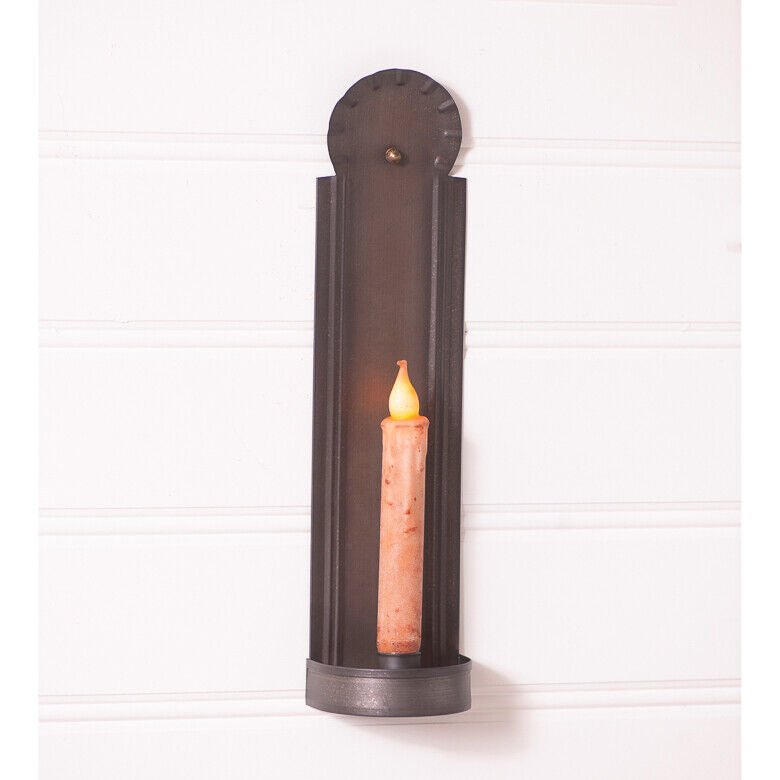 Primitive Colonial Tin Slim 14" Taper Candle Wall Sconce - The Primitive Pineapple Collection