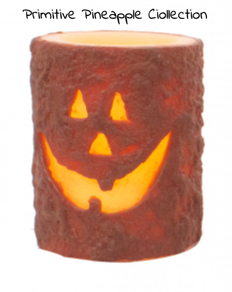 Fall/Halloween Timer 3&quot; x 4&quot; Jack O Lantern/Pumpkin LED Candle - The Primitive Pineapple Collection