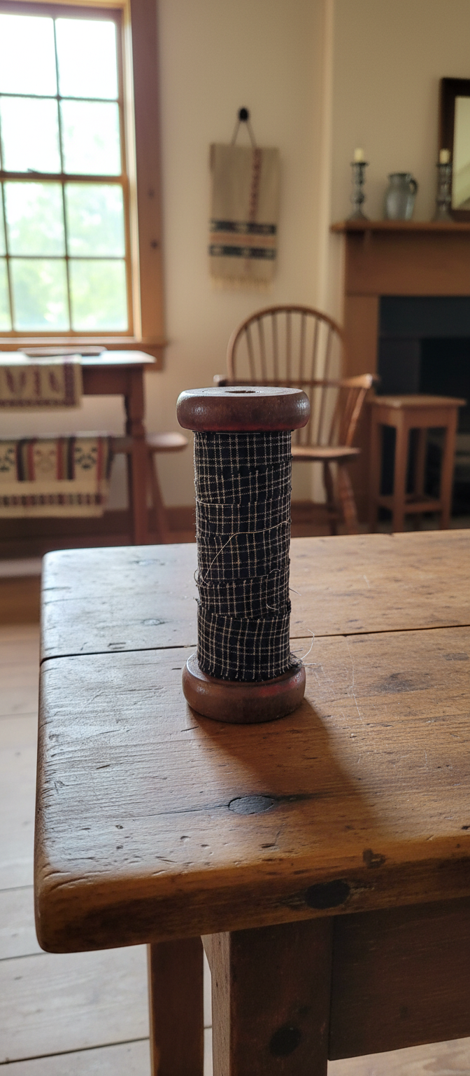 Farmhouse Primitive Vintage Wood Spool with Homespun Fabric 4 sizes Ru ...
