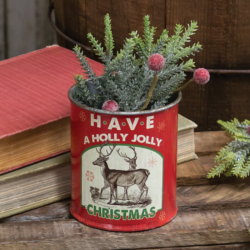 Primitive/ Country Christmas Vintage Tin Cans 4 Styles Holiday Crafts 4&quot; - The Primitive Pineapple Collection