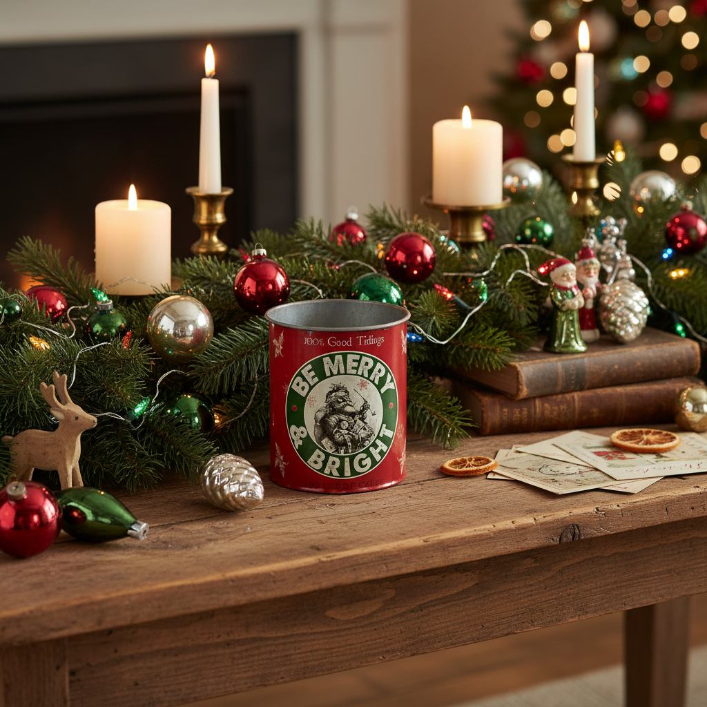 Primitive/ Country Christmas Vintage Tin Cans 4 Styles Holiday Crafts 4" - The Primitive Pineapple Collection