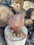 Primitive Fall Halloween Barney Pumpkin Jack O Lantern Head 7" - The Primitive Pineapple Collection