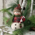 Primitive Christmas Glitter Snowman Doll w/ Candy Cane and Knit Cap 9" - The Primitive Pineapple Collection