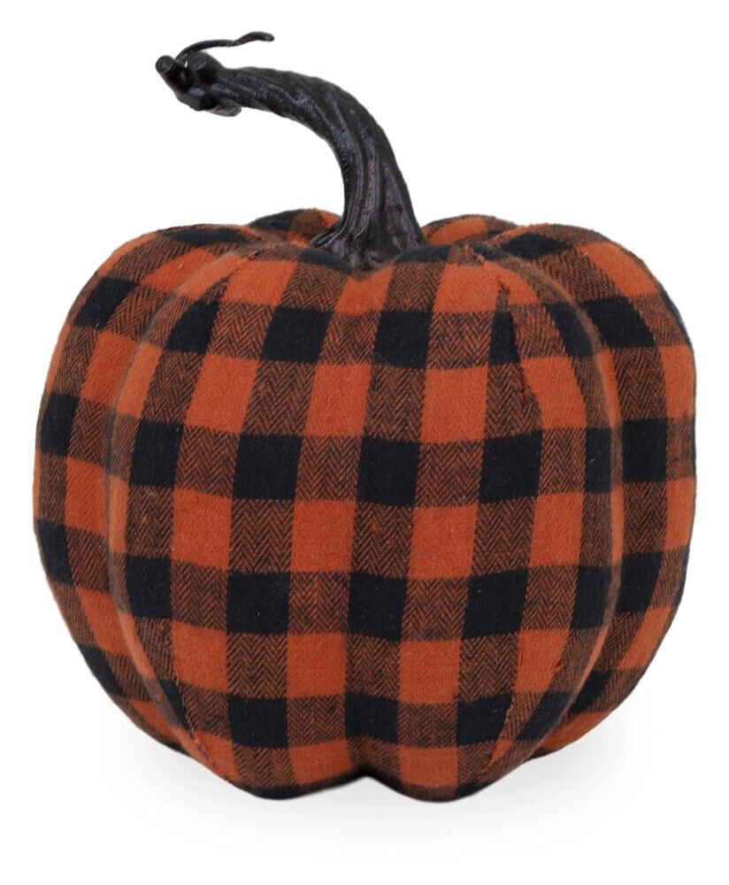 Primitive 5.75&quot; Black &amp; Orange Fabric Covered Pumpkin Fall/ Halloween - The Primitive Pineapple Collection