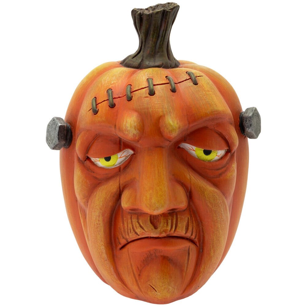 Farmhouse Fall 6.5&quot; Tall Frankenhead Frankenstein Pumpkin Face Halloween - The Primitive Pineapple Collection