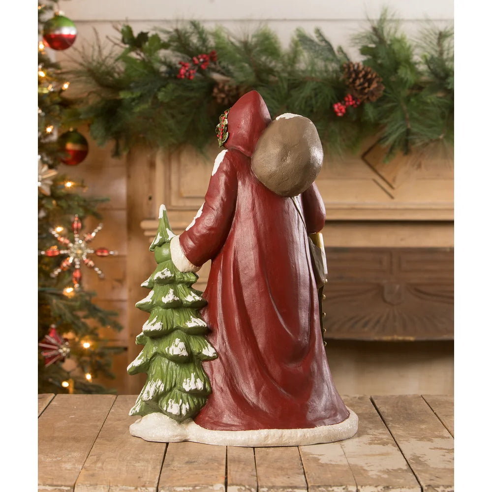 Bethany Lowe Christmas Traditional Father Christmas with Tree 19&quot;