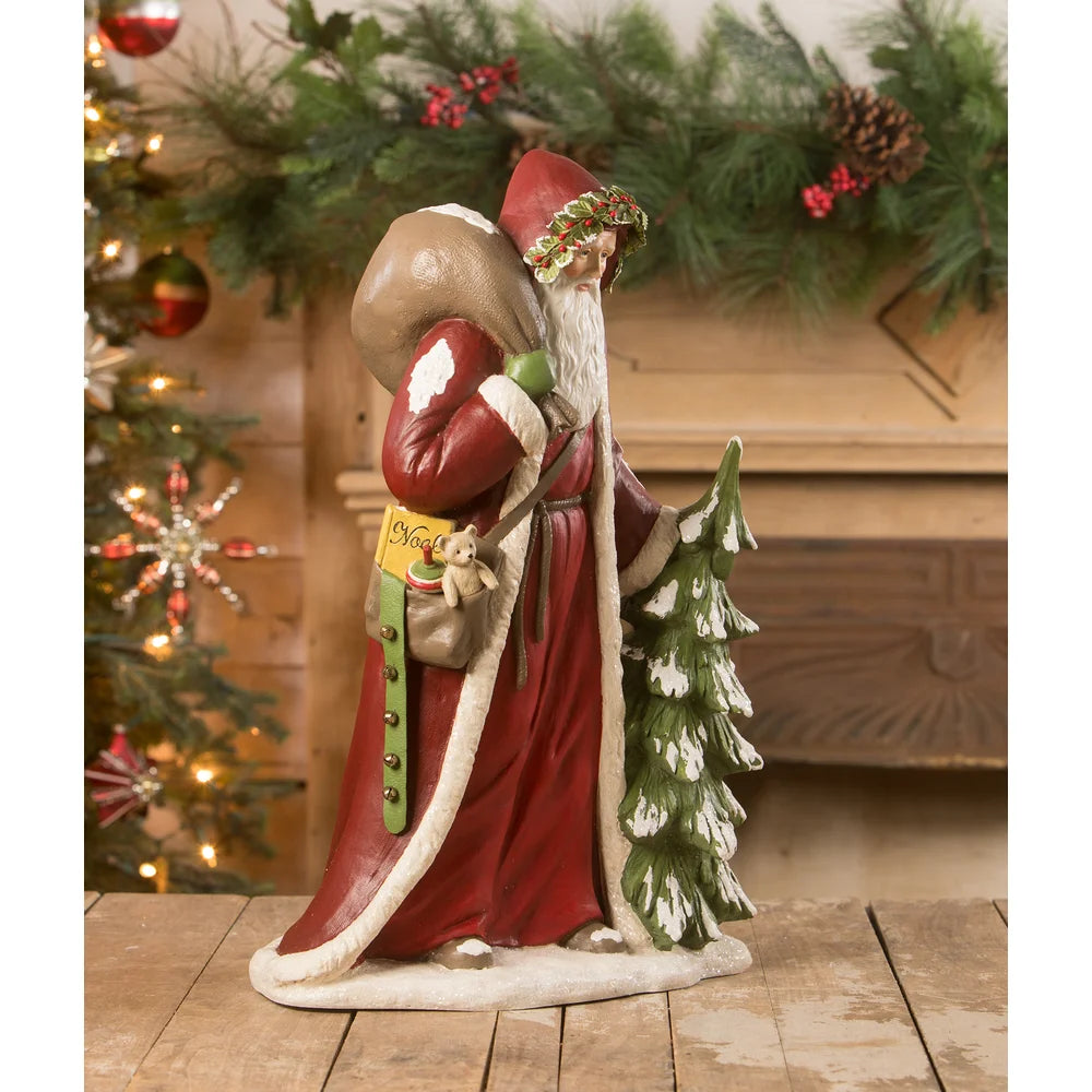 Bethany Lowe Christmas Traditional Father Christmas with Tree 19&quot;