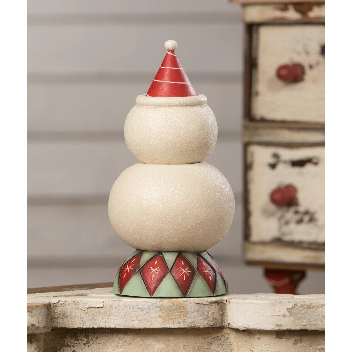 Bethany Lowe Christmas Frosty Finial Stack Container JP2036 - The Primitive Pineapple Collection