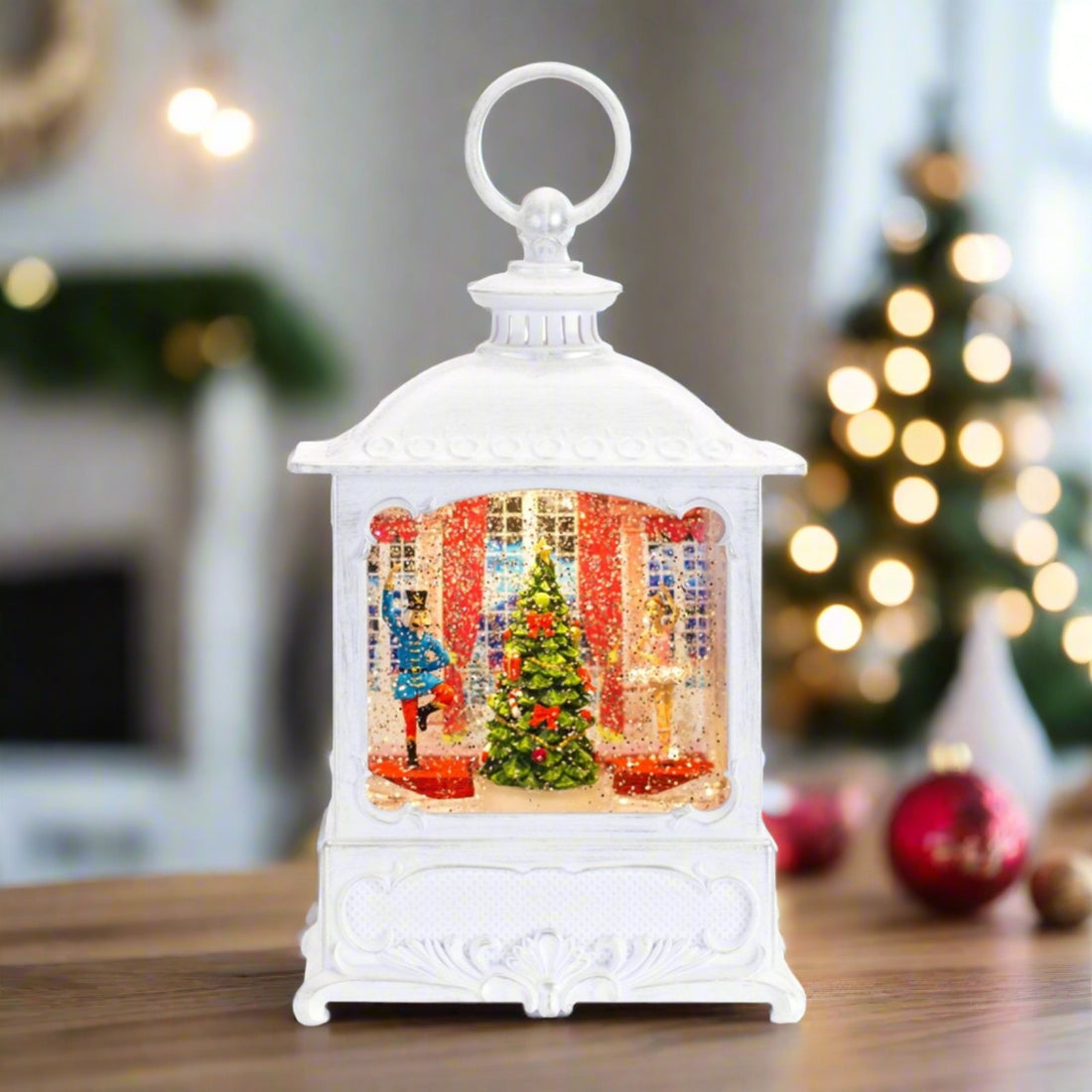 Christmas Nutcracker Ballet Snow Globe 10&quot;H Plastic 6 Hr Timer 3 AA Batteries - The Primitive Pineapple Collection