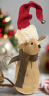 Primitive Christmas Mouse w/ Santa Hat Shelf Sitter - The Primitive Pineapple Collection