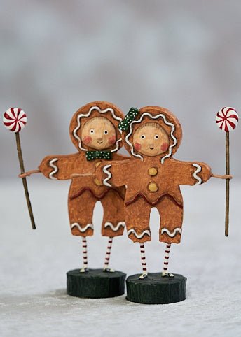ESC and Company Christmas 2pc Gingerbread Boy and Girl Figurine Lori Mitchell - The Primitive Pineapple Collection