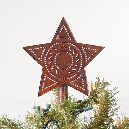 Primative Tree Topper Primitive Country Christmas Punched Rusty Tin Star Tree Topper 8” – The ...
