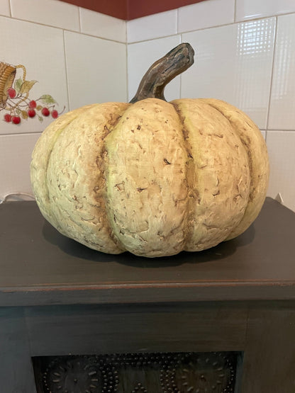 Ragon House DISCOUNTED Primitive Halloween Fall 12&quot; x 9&quot; Life Size White Pumpkin - The Primitive Pineapple Collection