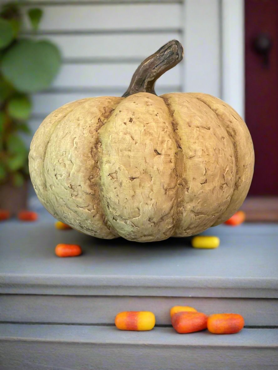 Ragon House DISCOUNTED Primitive Halloween Fall 12&quot; x 9&quot; Life Size White Pumpkin - The Primitive Pineapple Collection