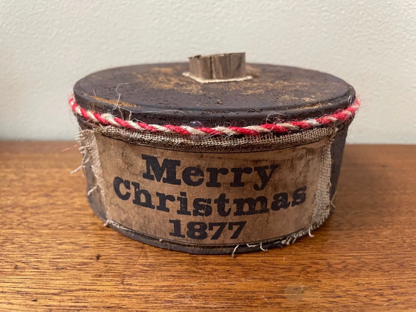 Primitive Handcrafted Colonial Merry Christmas 1877 Tin - The Primitive Pineapple Collection