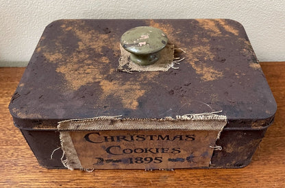 Primitive Handcrafted Colonial Christmas Cookies Tin - The Primitive Pineapple Collection