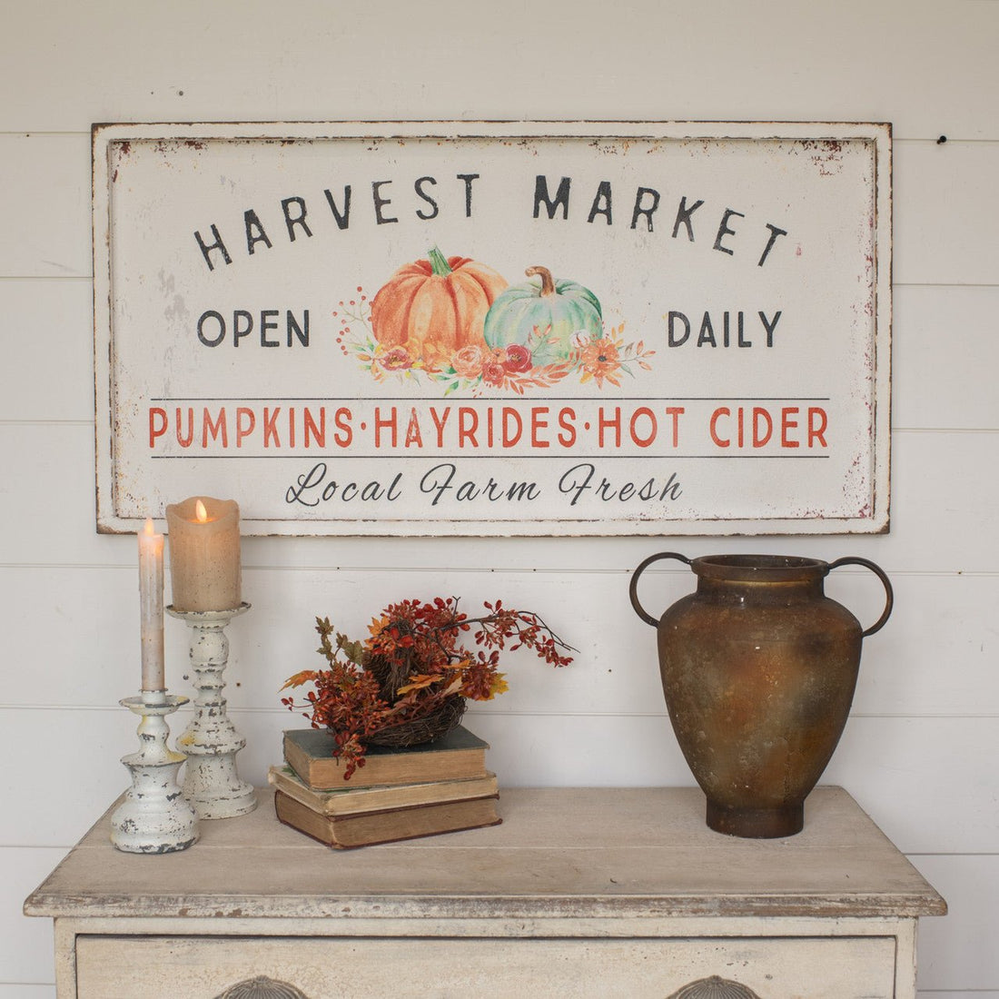 Ragon House Autumn Harvest Market Open Daily Pumpkins Sign 36” - The Primitive Pineapple Collection