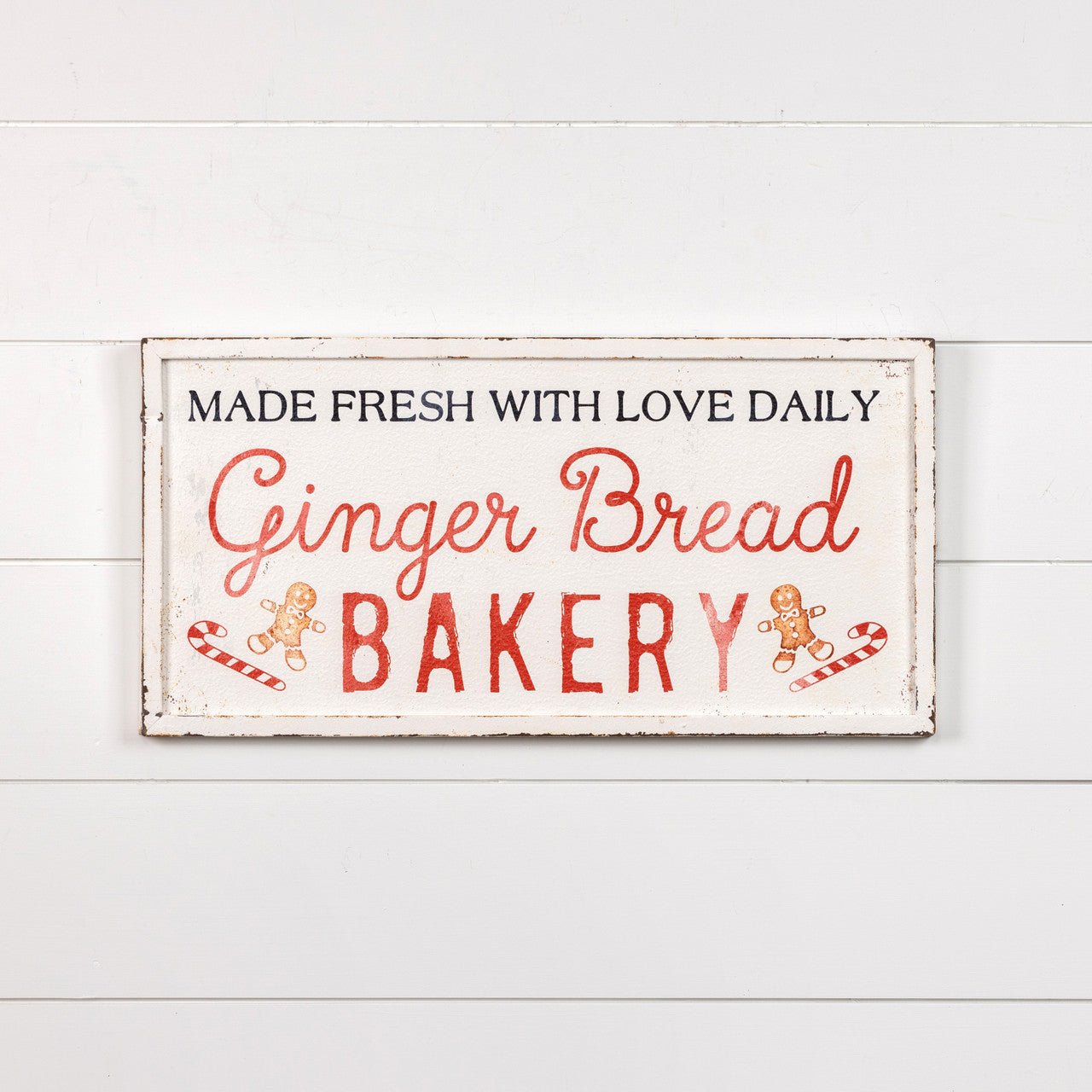 Ragon House Christmas 12” Distressed Metal Gingerbread Bakery Sign - The Primitive Pineapple Collection