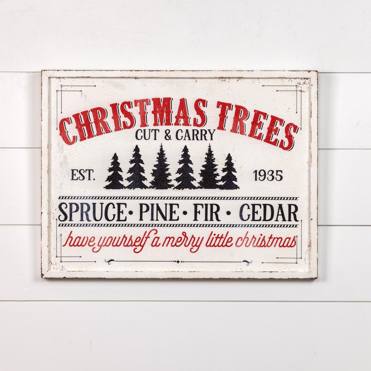 Ragon House Christmas 24&quot; Metal Christmas Trees Cut and Carry Sign - The Primitive Pineapple Collection