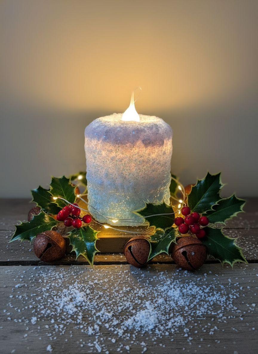 Primitive/Country Handcrafted Electric Hearth Holiday Frosty Morning 5&quot; x 4’5&quot; - The Primitive Pineapple Collection
