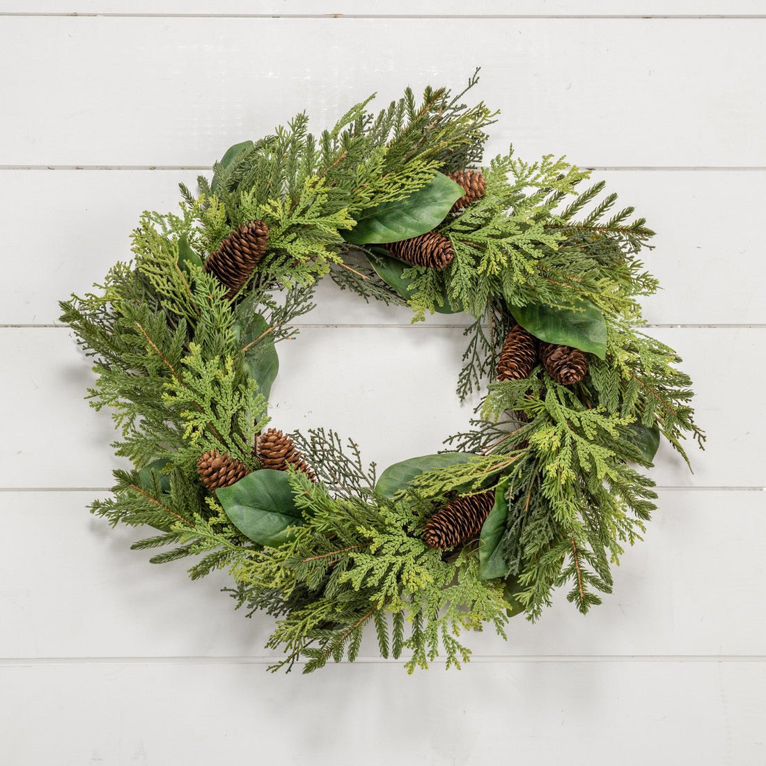 Christmas Ragon House 24&quot; Cedar, Pine &amp; Magnolia Leaf Wreath - The Primitive Pineapple Collection