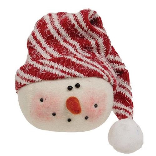 Primitive Christmas Frosty Snowman Head w/ Stocking Cap 6.75&quot; - The Primitive Pineapple Collection