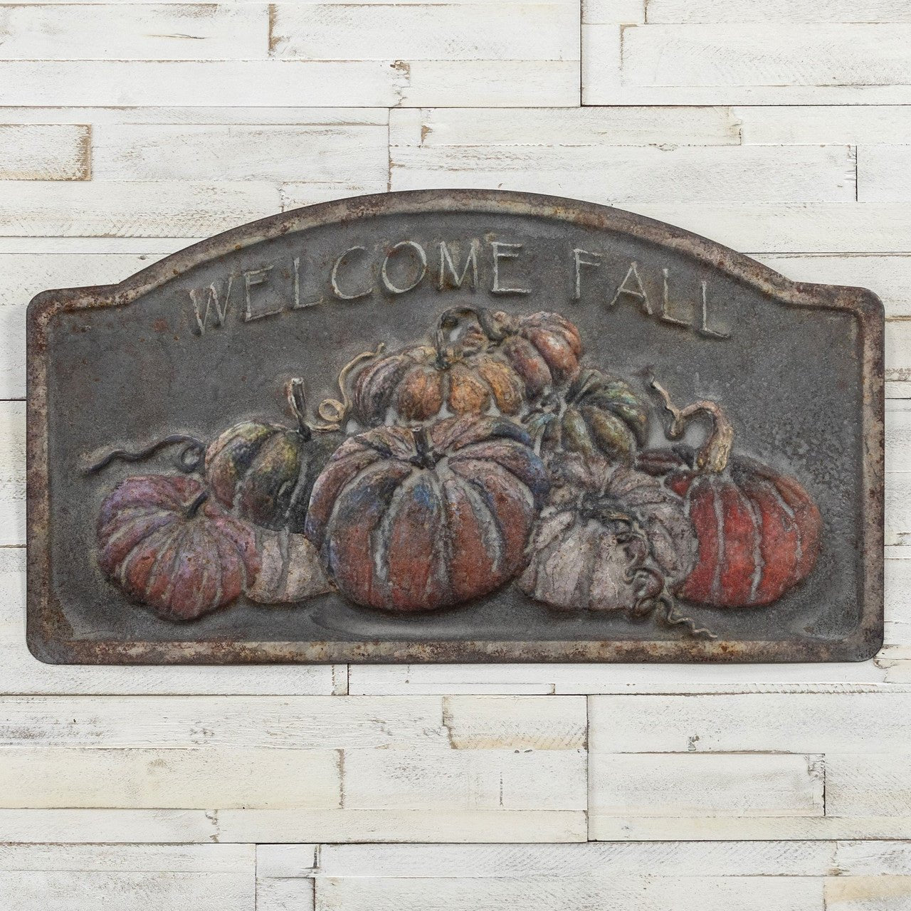 Ragon House Autumn Welcome Fall Distressed Metal Sign L 43” x 24” H - The Primitive Pineapple Collection