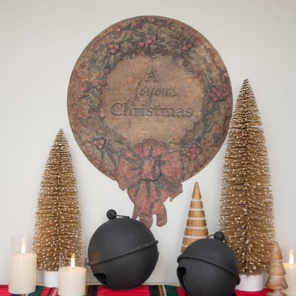 Ragon House Christmas 26” Distressed Joyous Christmas Wreath Metal Sign - The Primitive Pineapple Collection