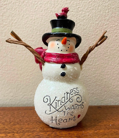 Christmas Blossom Bucket Kindness warms the Heart Snowman Figurine Retired - The Primitive Pineapple Collection