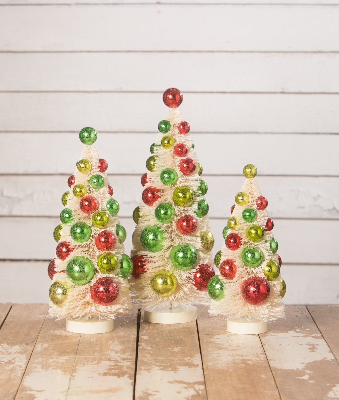 Bethany Lowe Christmas Retro Christmas Polka Dot Bottle Brush Trees 3pc - The Primitive Pineapple Collection