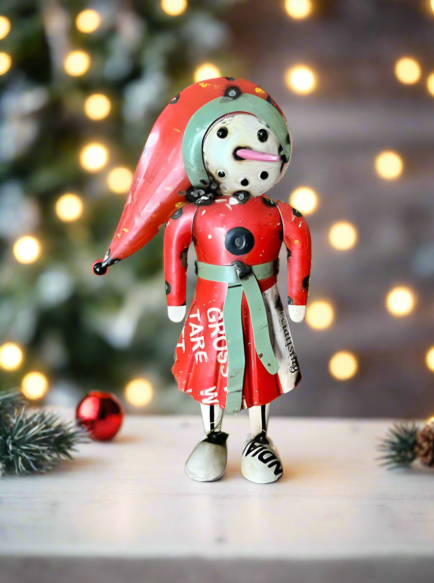Primitive Christmas 10.75" Recycled Elsa Metal Snow Woman Figurine - The Primitive Pineapple Collection