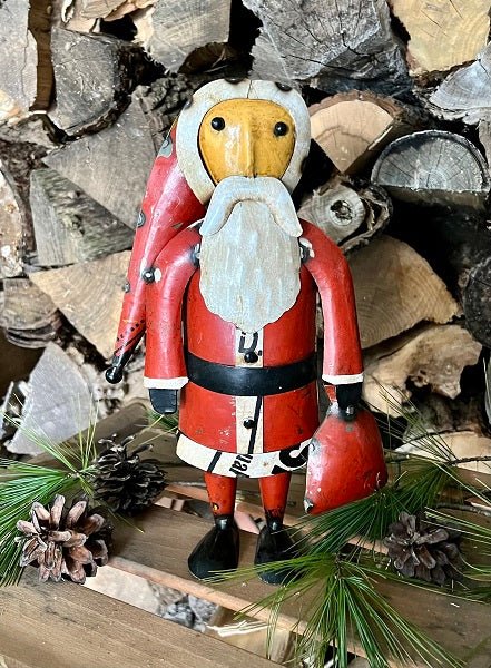 Primitive Christmas 10.75&quot; Recycled Metal Santa Claus Figurine - The Primitive Pineapple Collection