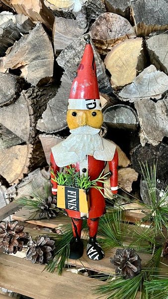 Primitive Christmas 13.5&quot; Recycled Metal Santa Noel Figurine - The Primitive Pineapple Collection