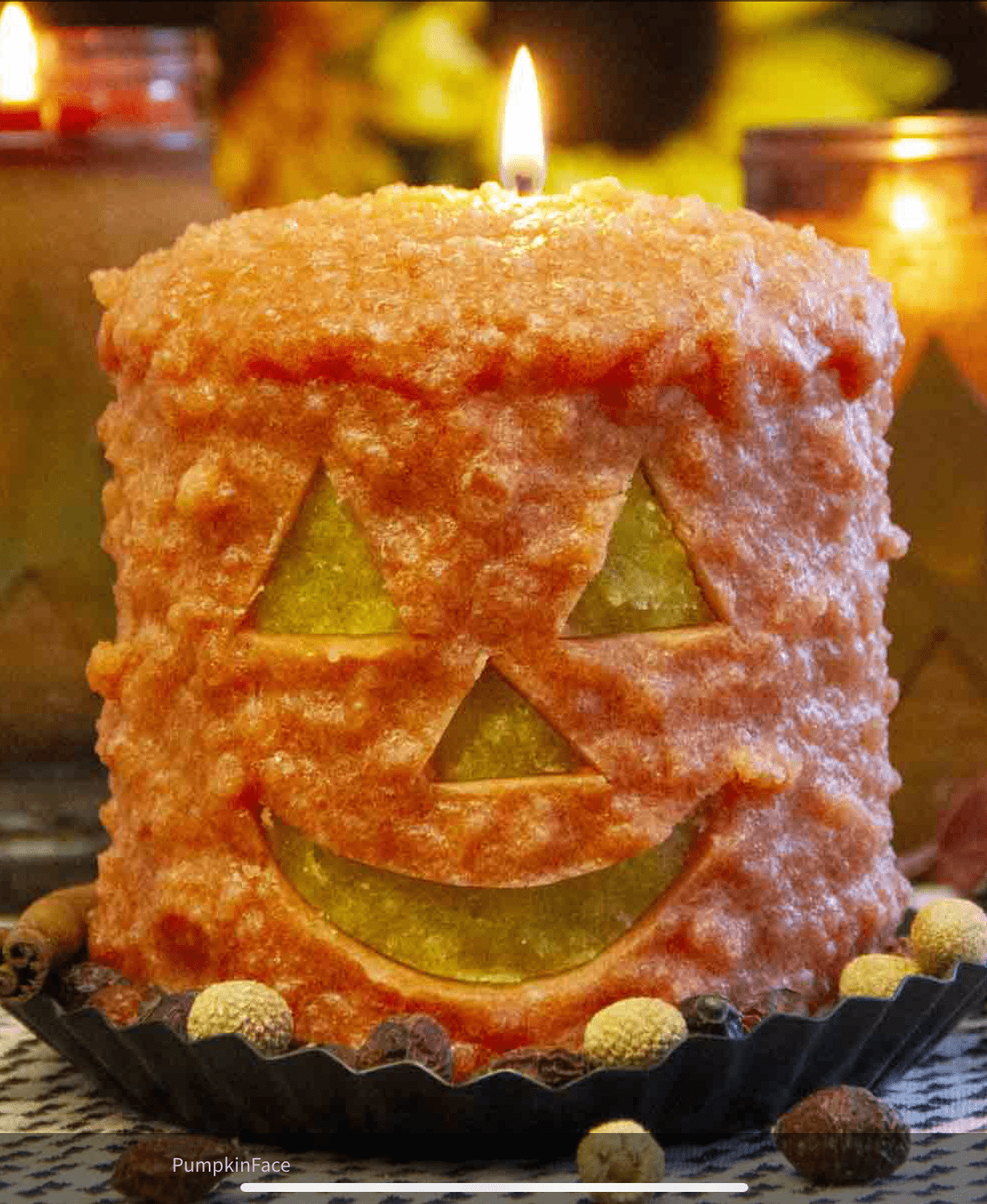 Halloween Fall Handcrafted Mr Pumpkin Head JOL Large Pillar Candle - The Primitive Pineapple Collection