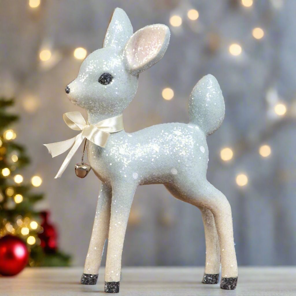 Christmas Ragon House 9.75 Retro Blue Reindeer Vintage Look Figurine - The Primitive Pineapple Collection