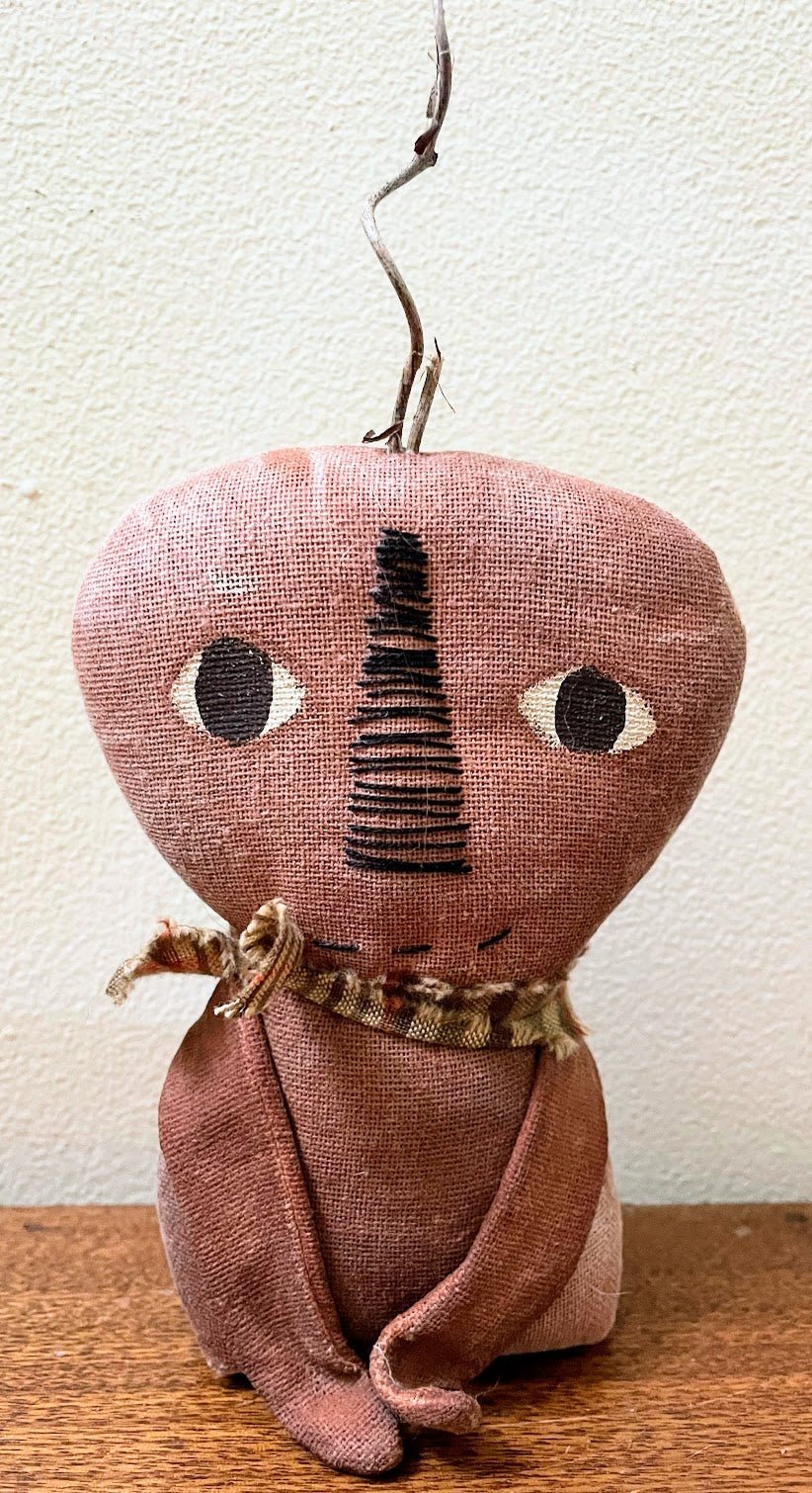 Primitive Handcrafted Halloween Spooks Pumpkin Shelf Sitter Doll 5&quot; - The Primitive Pineapple Collection