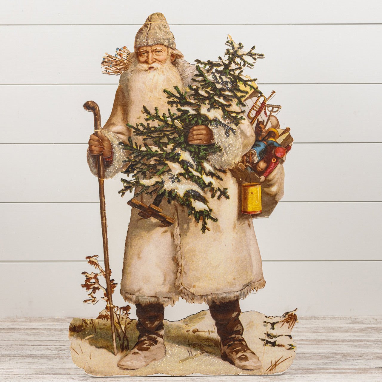 Ragon House Christmas 36&quot; Santa w/ Snowy Tree Dummy Board - The Primitive Pineapple Collection