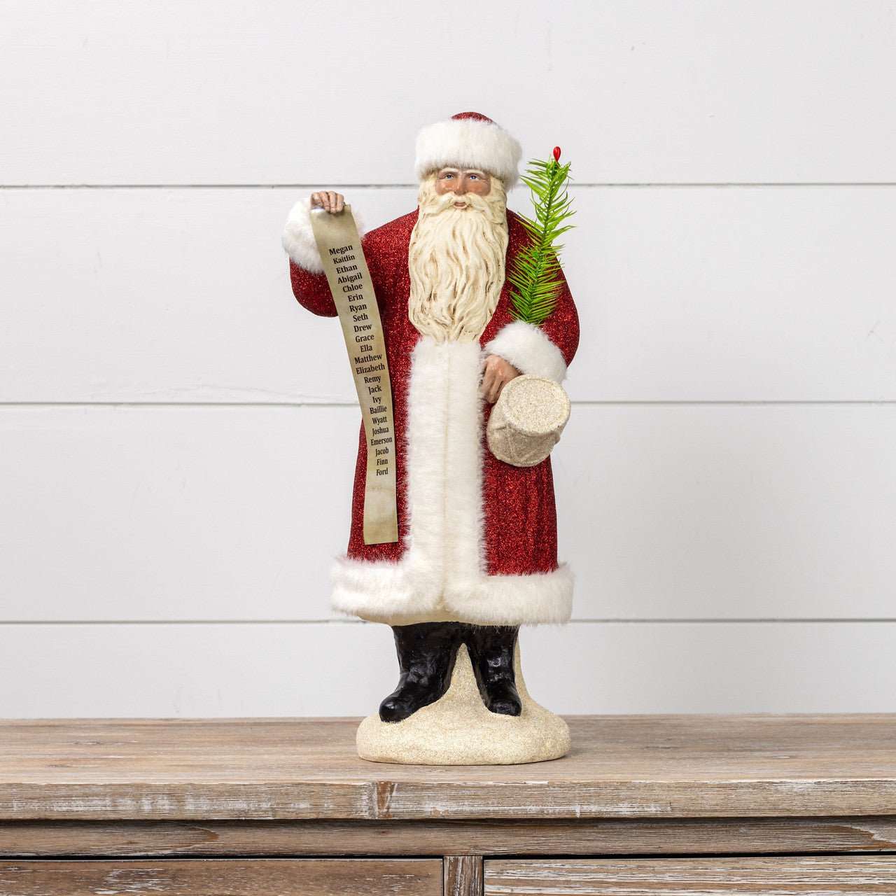 Ragon House Christmas 17” Santa Checking Things Twice Feather Tree Figurine - The Primitive Pineapple Collection