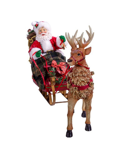Kurt Adler Christmas Kurt Adler 10-Inch Santa in Sleigh with Deer - The Primitive Pineapple Collection
