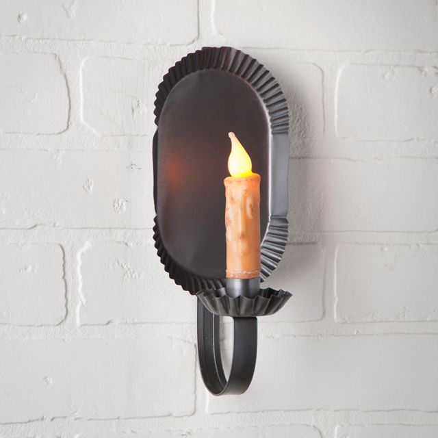 Primitive Colonial Smokey Black Candle Canterbury Sconce 10" - The Primitive Pineapple Collection