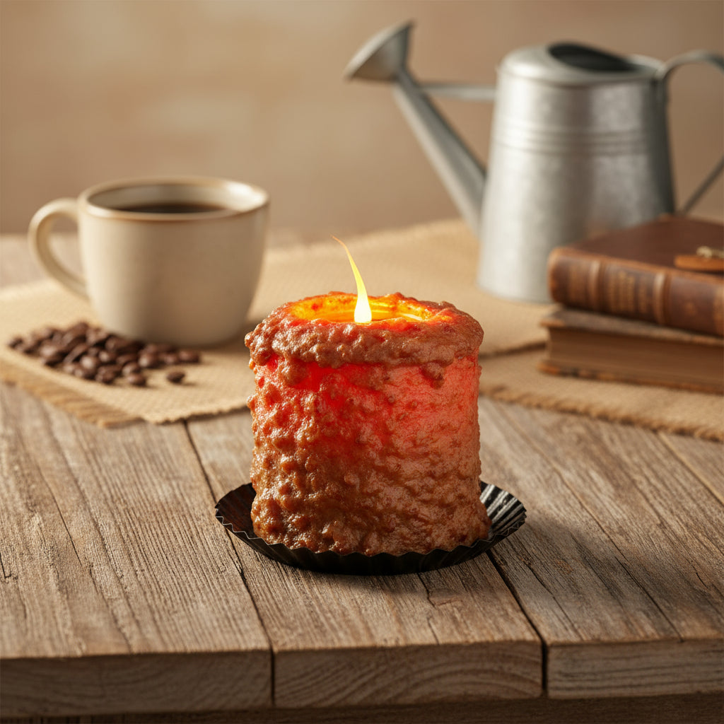 Primitive/Country Handcrafted Electric Hearth Caramel Coffee Cake 5&quot; x 4&