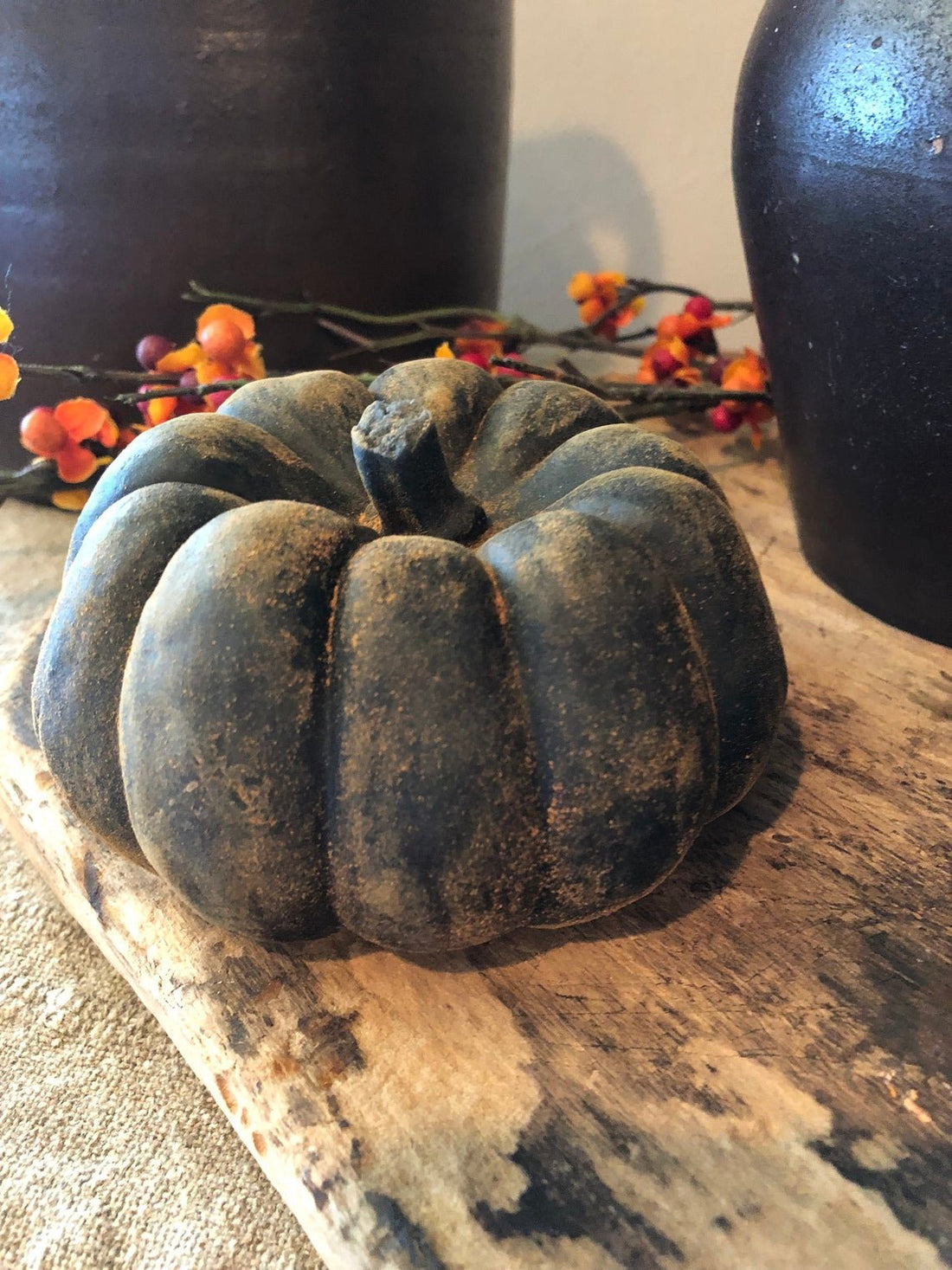 Primitive Handmade Scented Blackened Beeswax Large Chunky Pumpkin Halloween - The Primitive Pineapple Collection