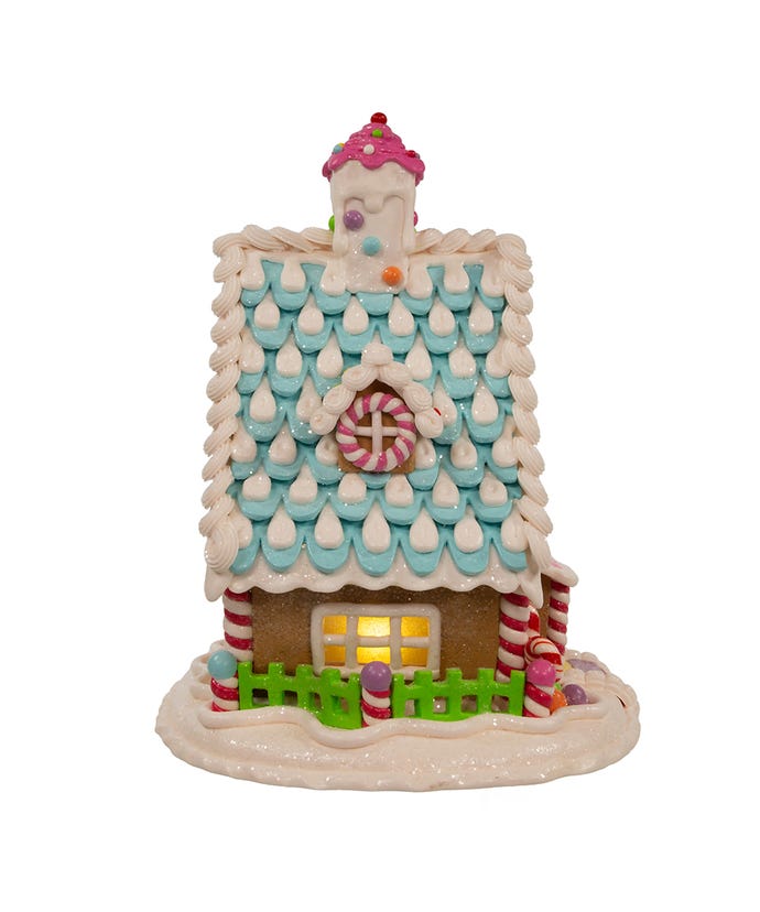 Kurt Adler Christmas 11&quot; Battery LED Candyland Gingerbread House - The Primitive Pineapple Collection