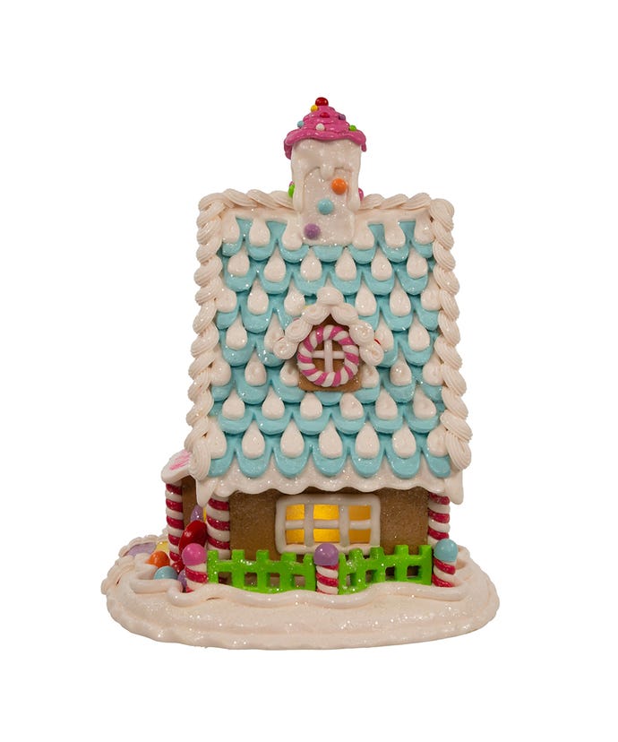 Kurt Adler Christmas 11&quot; Battery LED Candyland Gingerbread House - The Primitive Pineapple Collection