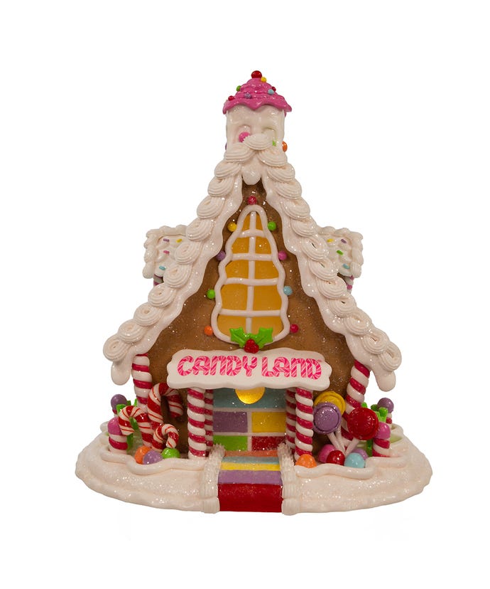 Kurt Adler Christmas 11&quot; Battery LED Candyland Gingerbread House - The Primitive Pineapple Collection