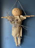 Primitive Handcrafted Folk Art Hanging Scarecrow Doll w/ Berries 14" - The Primitive Pineapple Collection