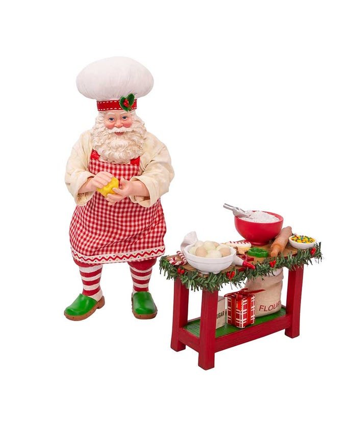 Kurt Adler Christmas 10.5&quot; Fabriché™ Baking Santa, 2 Piece Set - The Primitive Pineapple Collection