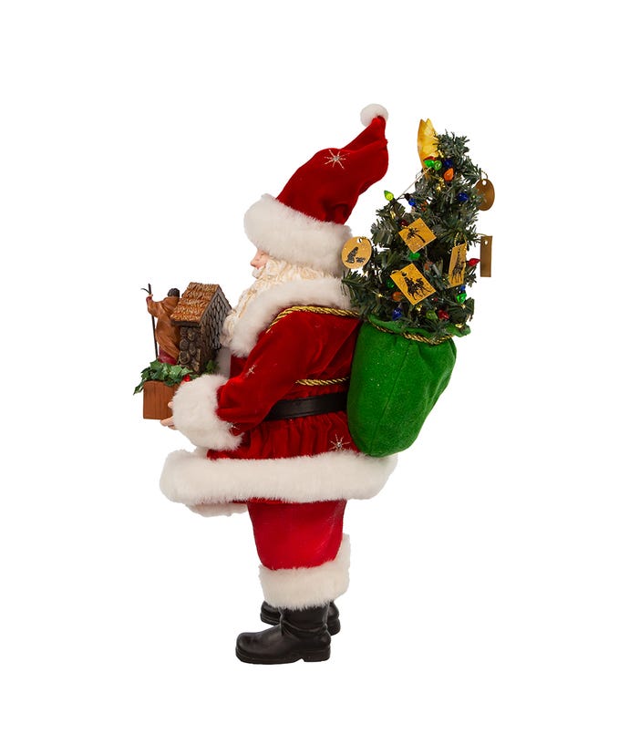 Kurt Adler Christmas 13&quot; Fabriché™ Battery Operated LED Santa w/ Nativity Set - The Primitive Pineapple Collection