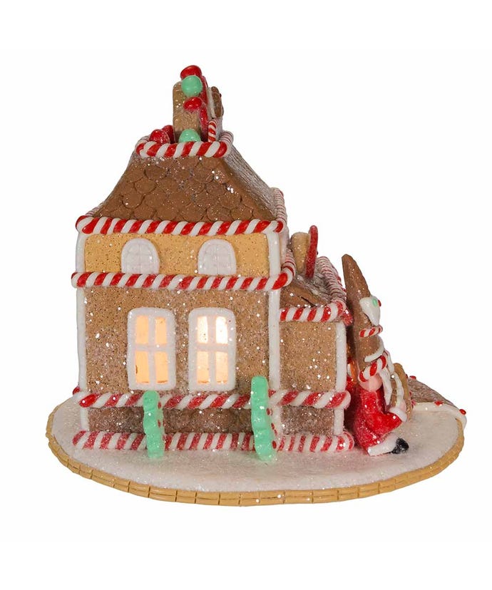 Kurt Adler Christmas 7.5&quot; Pre-Lit Gingerbread Shop - The Primitive Pineapple Collection