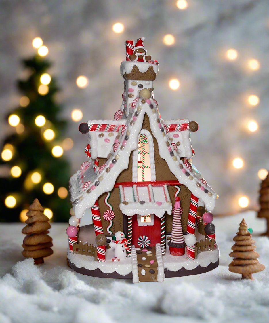 Kurt Adler Christmas 12&quot; Lighted Christmas Gingerbread House - The Primitive Pineapple Collection